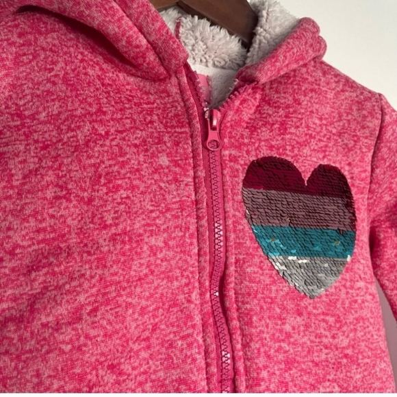 Freestyle Fleece hooded Jacket with Sequin Heart and Front Pockets - Size 10 - Picture 3 of 4